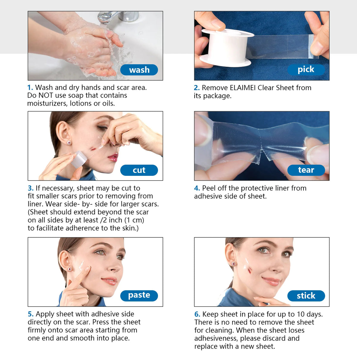 Self-Adhesive Scar Cover Tape Skin Care Strips , Transparent Color