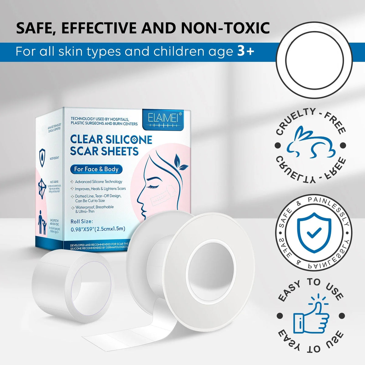 Self-Adhesive Scar Cover Tape Skin Care Strips , Transparent Color