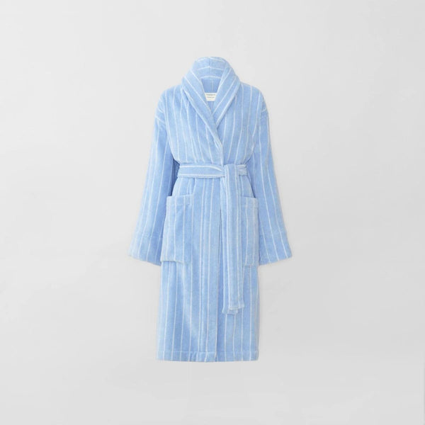 Aven Stripe Bath Robe in Skylight