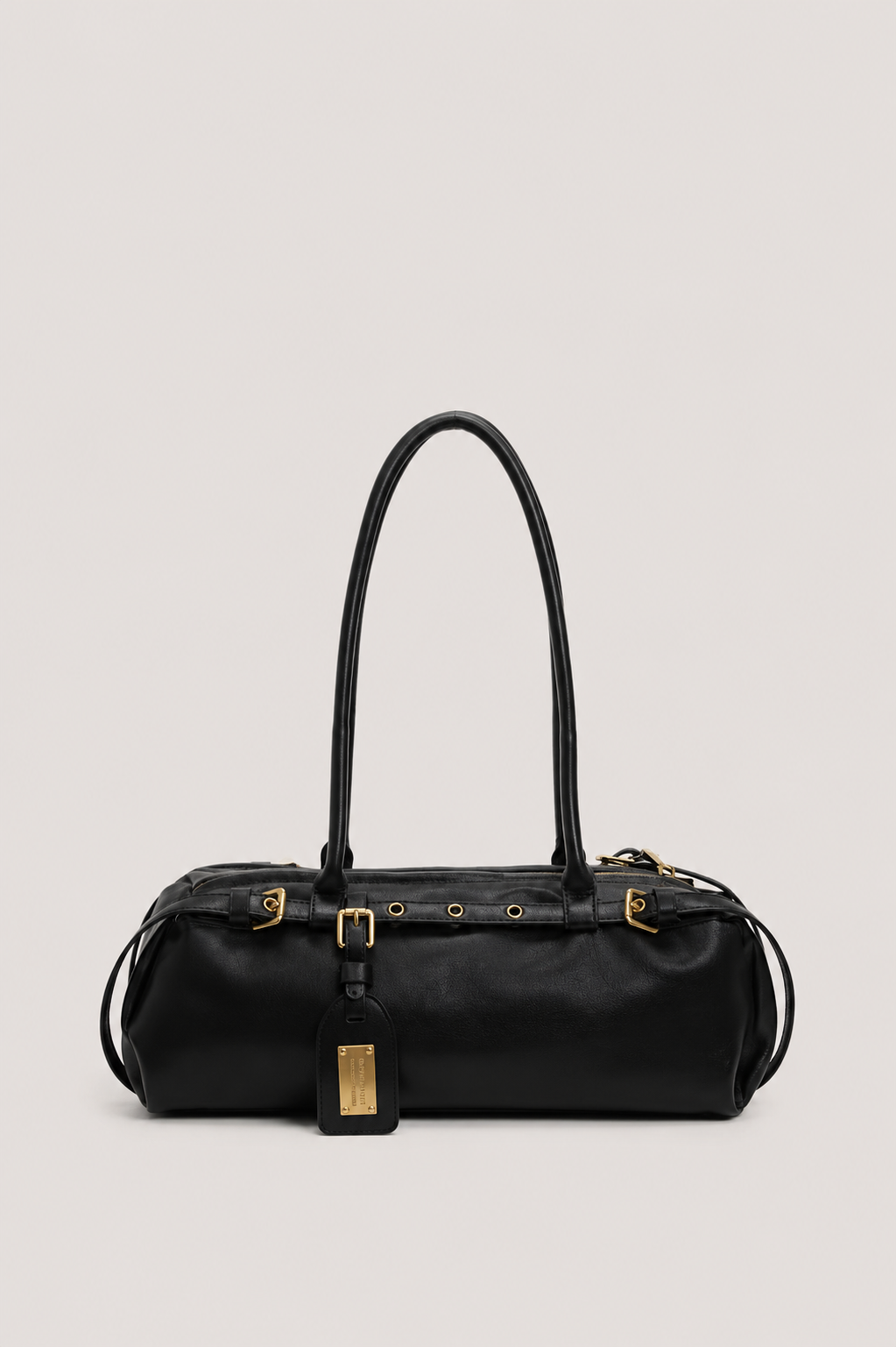 Women’s Structured Shoulder Handbag with Belt Detail and Zipper Closure Main image