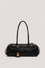 Women’s Structured Shoulder Handbag with Belt Detail and Zipper Closure