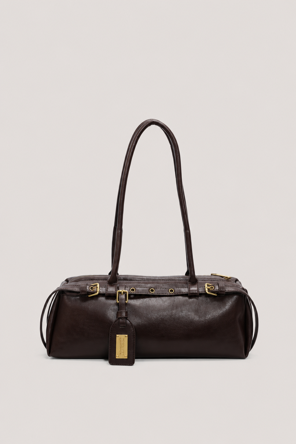 Women’s Structured Shoulder Handbag with Belt Detail and Zipper Closure Secondary image