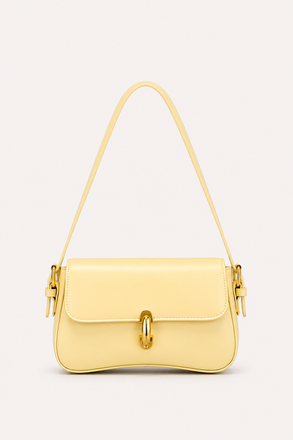 Women’s Structured Flap Shoulder Bag with Adjustable Strap