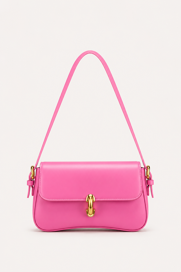 Women’s Structured Flap Shoulder Bag with Adjustable Strap