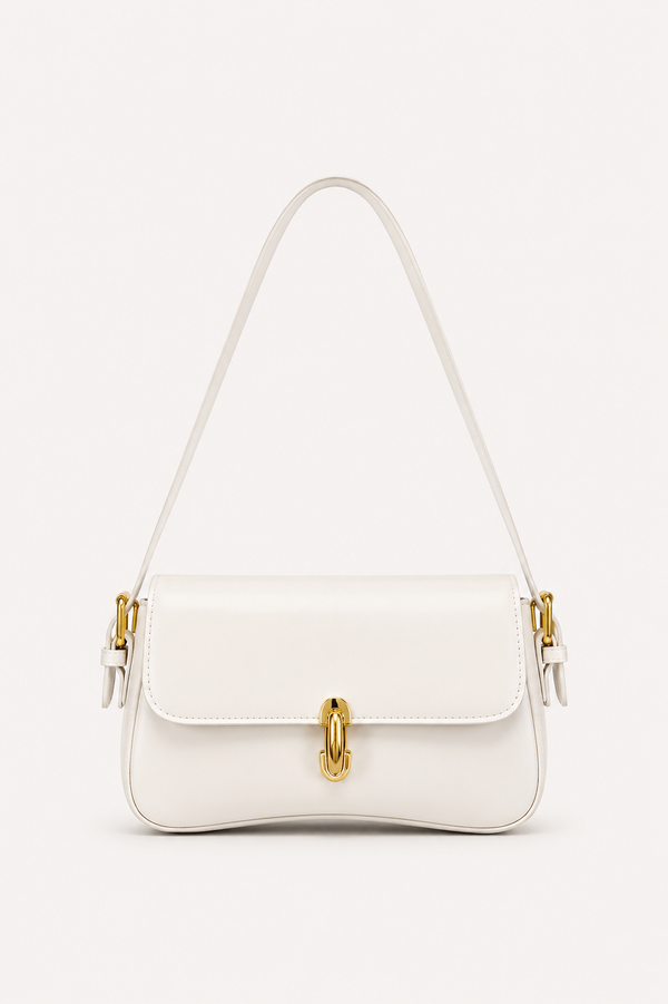 Women’s Structured Flap Shoulder Bag with Adjustable Strap